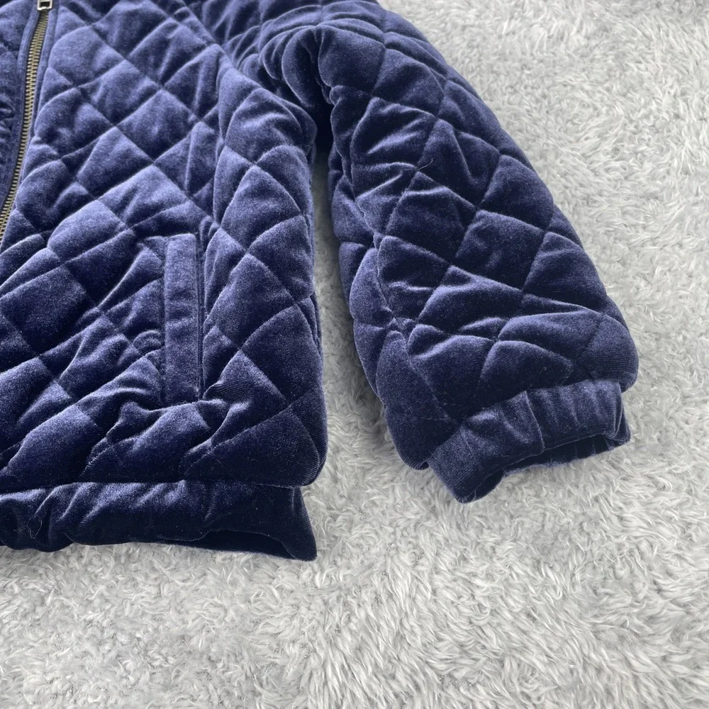 Baby Gap Baby Girl Velvet Quilted‎ Flight Jacket 3 Years Navy Blue Toddler